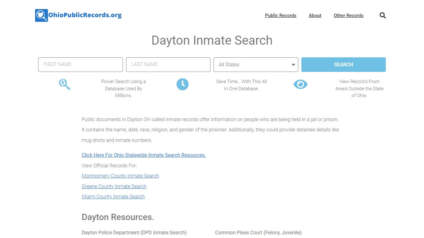 Dayton Inmate Search - DPD Current & Past Jail Records